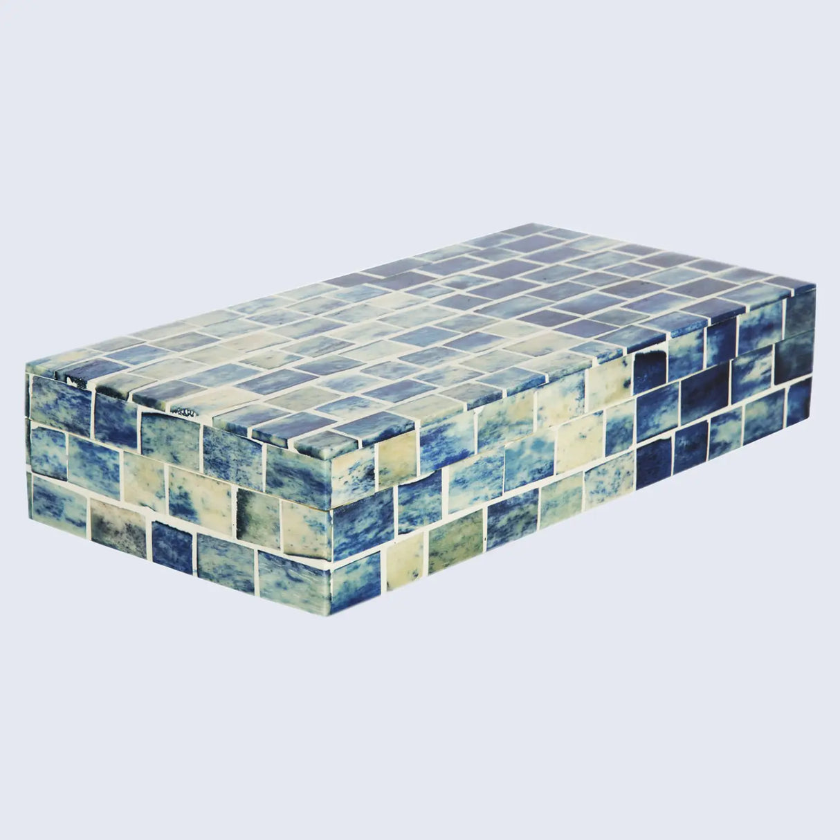 Decorative Storage Box Indigo Mosaic Bone & Resin Inlay in 2 Sizes