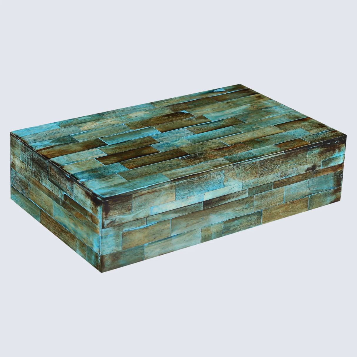 Decorative Storage Box, Bone Inlay in 7 Sizes, Verdigris