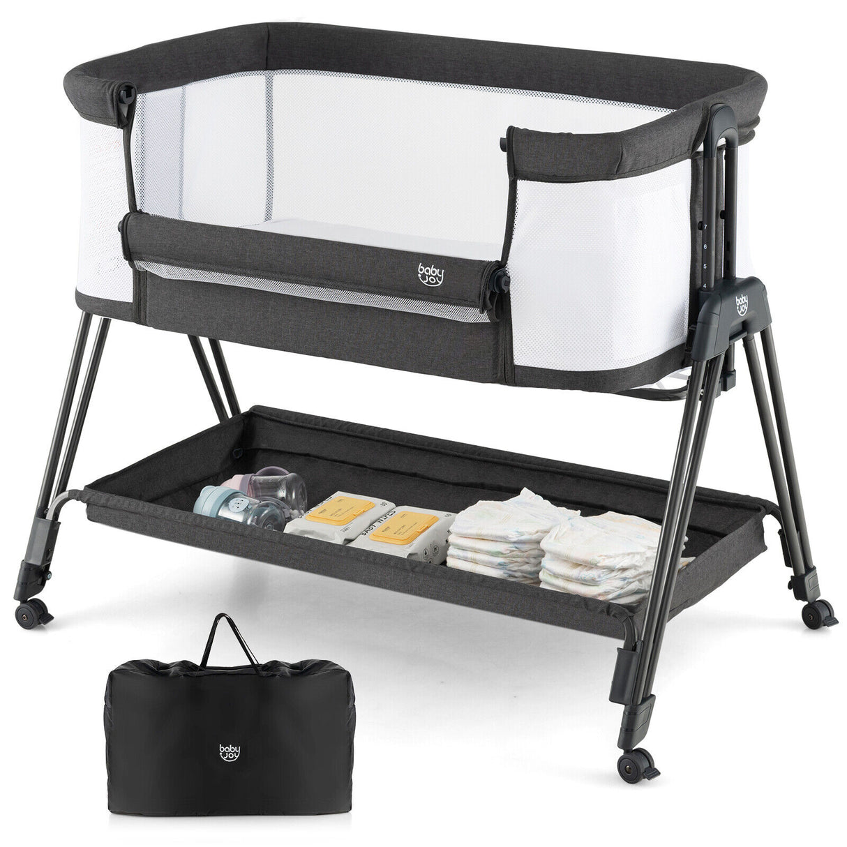 Portable Bedside Sleeper for Baby with 7 Adjustable Heights