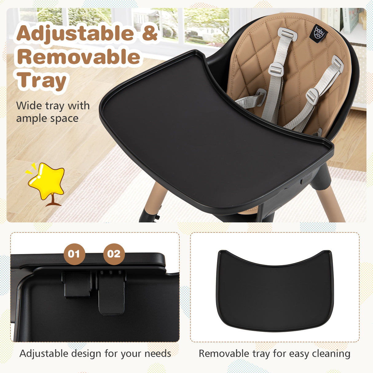 4-in-1 Baby Convertible Toddler Table Chair Set with PU Cushion