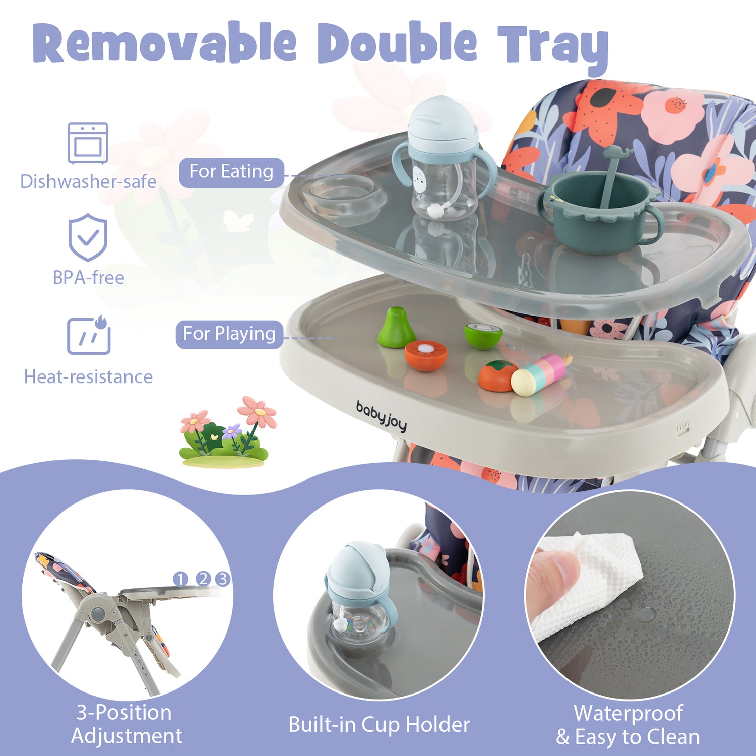 3-In-1 Convertible Baby High Chair for Toddlers