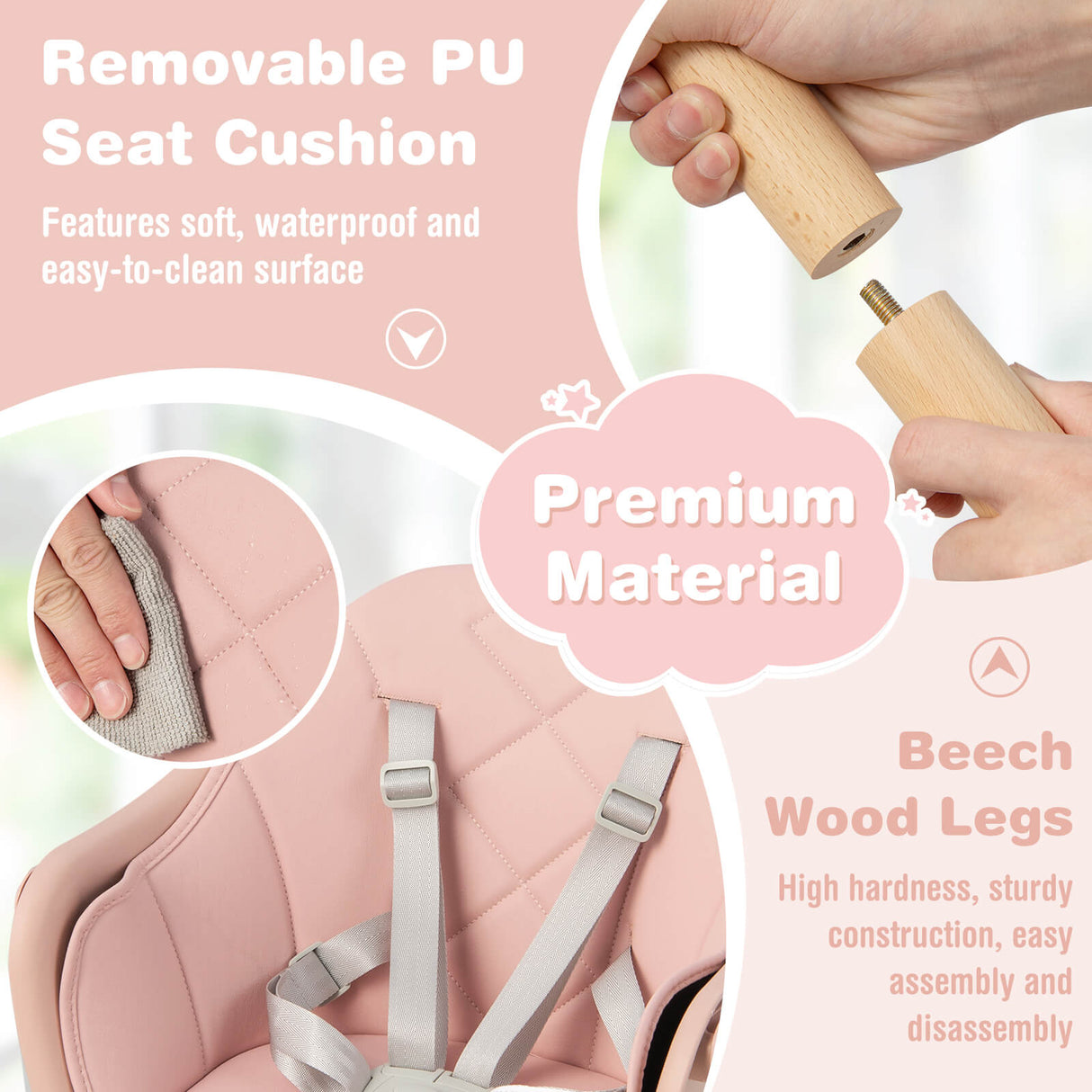 6-in-1 Baby High Chair with Removable Dishwasher and Safe Tray