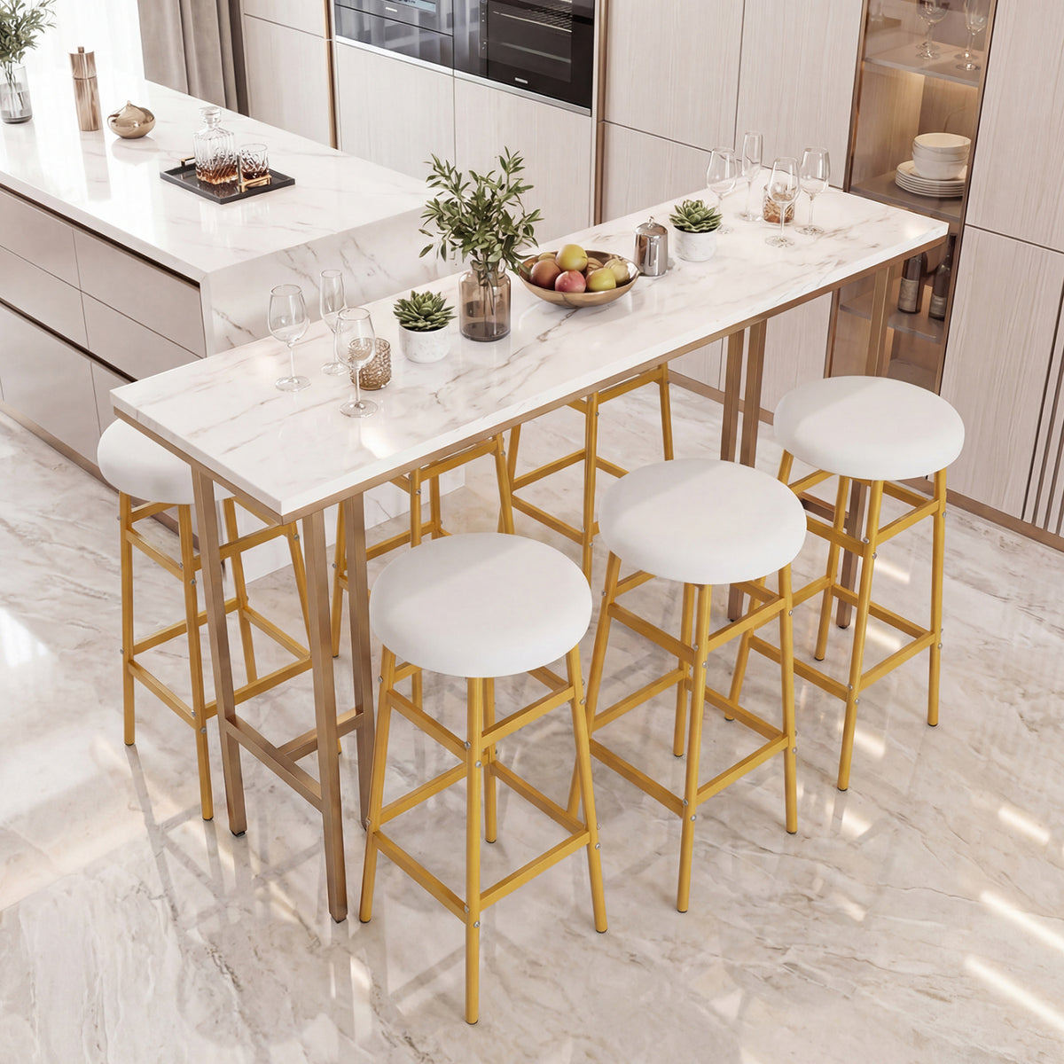 Bar Stools Set of 2 with Sturdy Metal Frame and Footrest