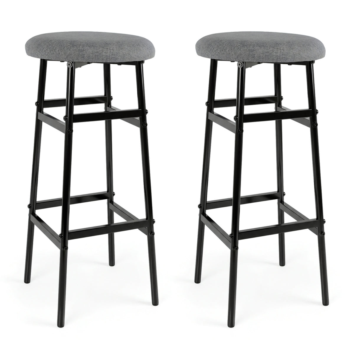 Bar Stools Set of 2 with Sturdy Metal Frame and Footrest