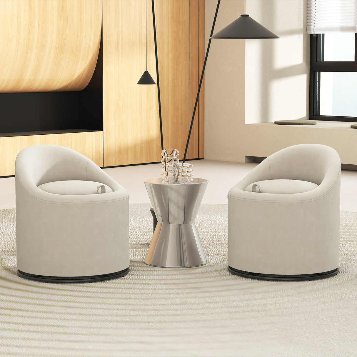 Barrel Chair with Storage 360° Swivel Upholstered Vanity Chair