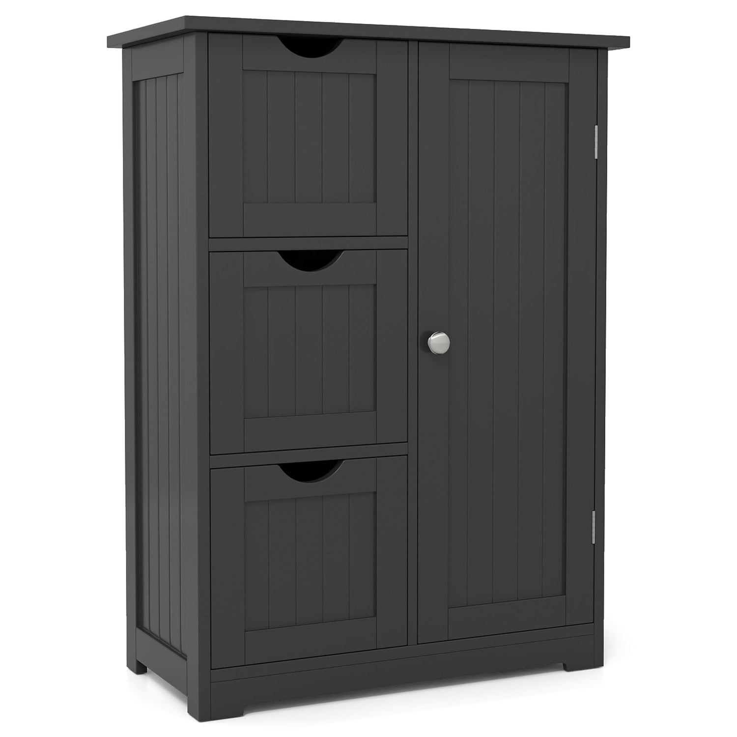 Bathroom Floor Cabinet Side Storage Cabinet with 3 Drawers and 1 Cupboard