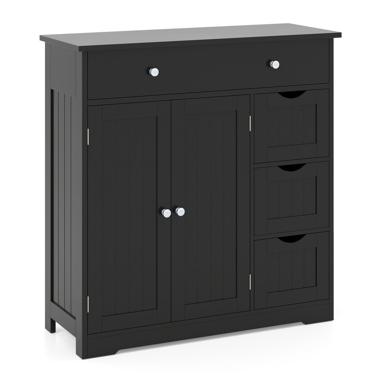 Bathroom Floor Cabinet with 4 Drawers with 2 Doors and Adjustable Shelf