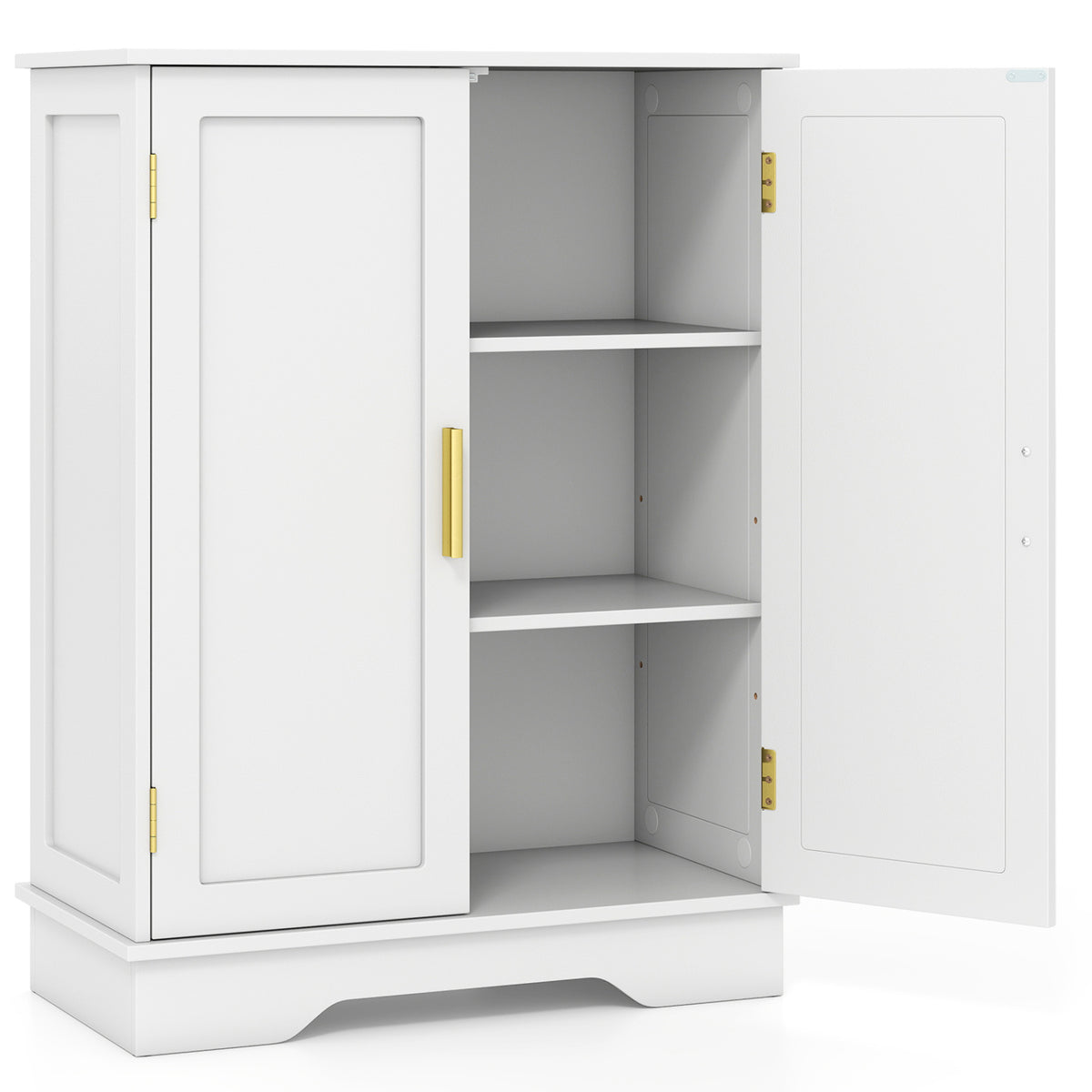 Bathroom Floor Storage Cabinet with 2 Doors and Adjustable Shelves