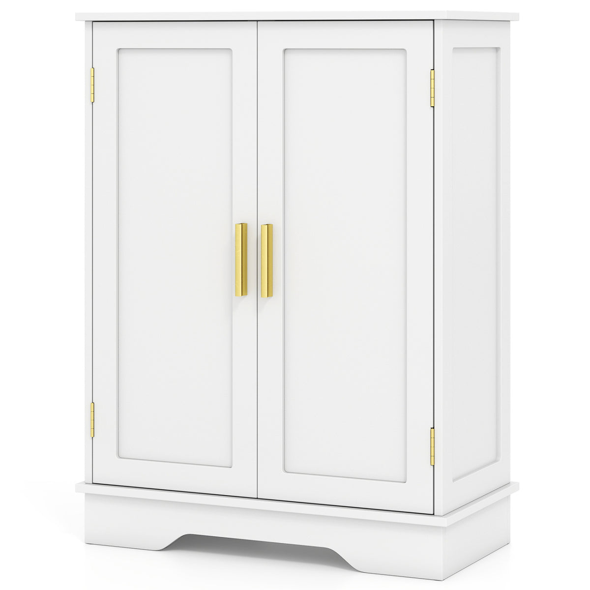 Bathroom Floor Storage Cabinet with 2 Doors and Adjustable Shelves