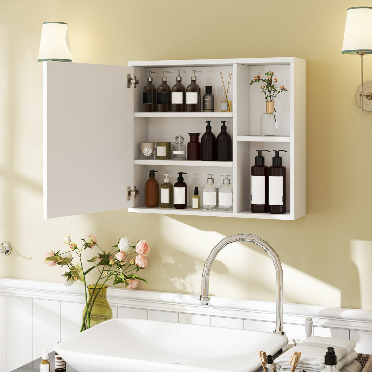 Bathroom Medicine Cabinet with Single Mirror Door