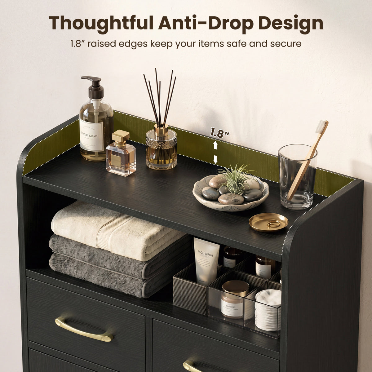 Bathroom Storage Cabinet Freestanding Floor Cabinet with 2 Drawers and 2 Doors
