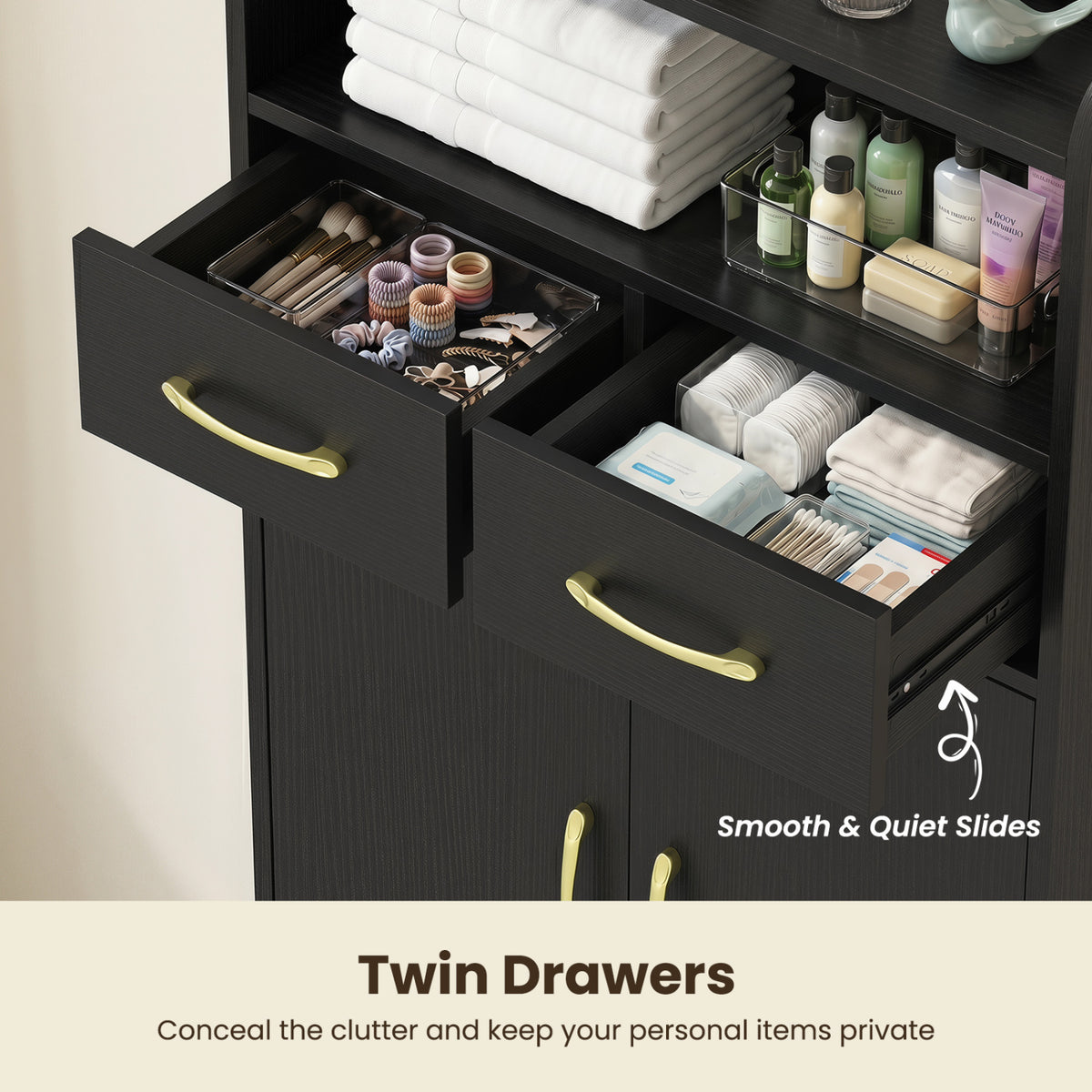 Bathroom Storage Cabinet Freestanding Floor Cabinet with 2 Drawers and 2 Doors