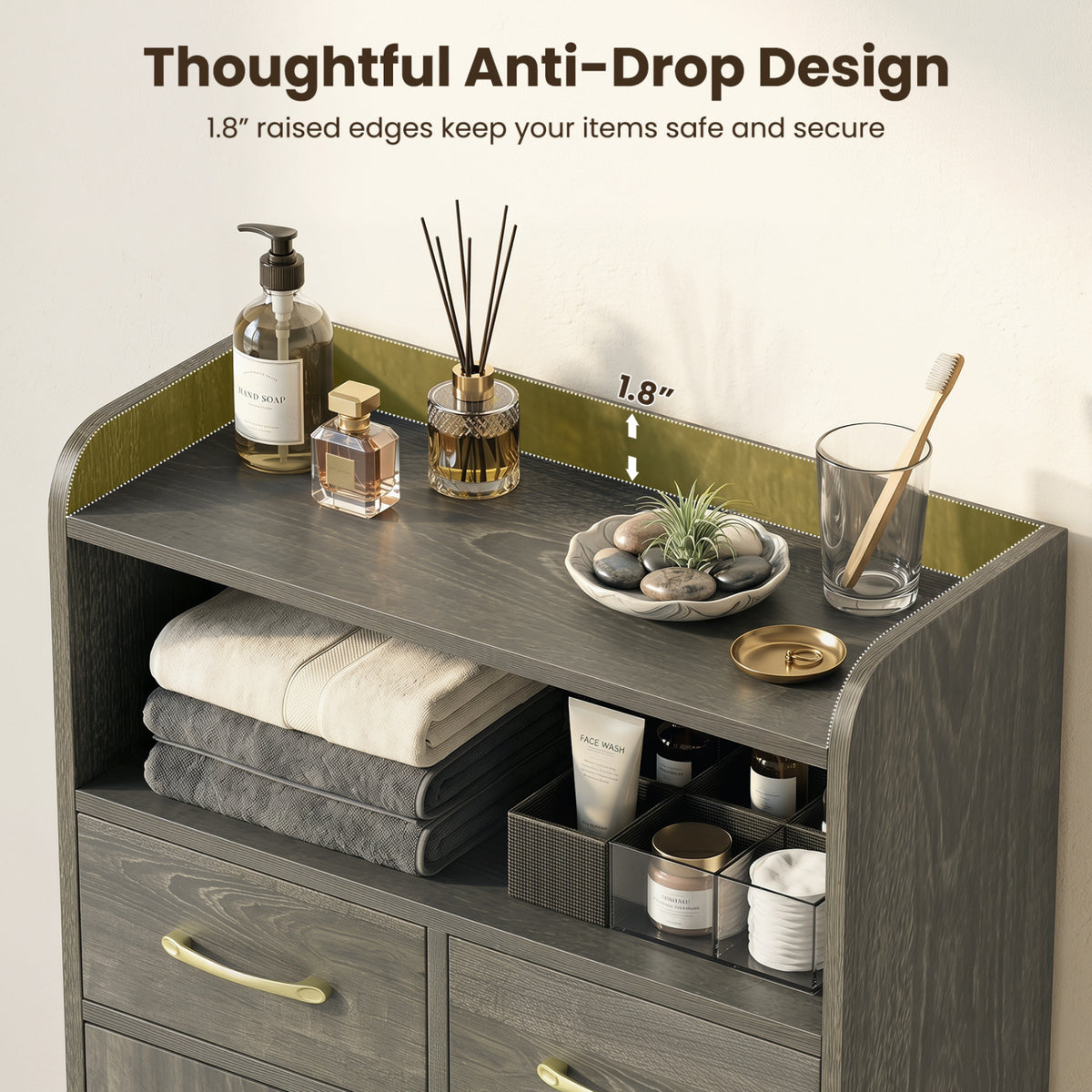Bathroom Storage Cabinet Freestanding Floor Cabinet with 2 Drawers and 2 Doors