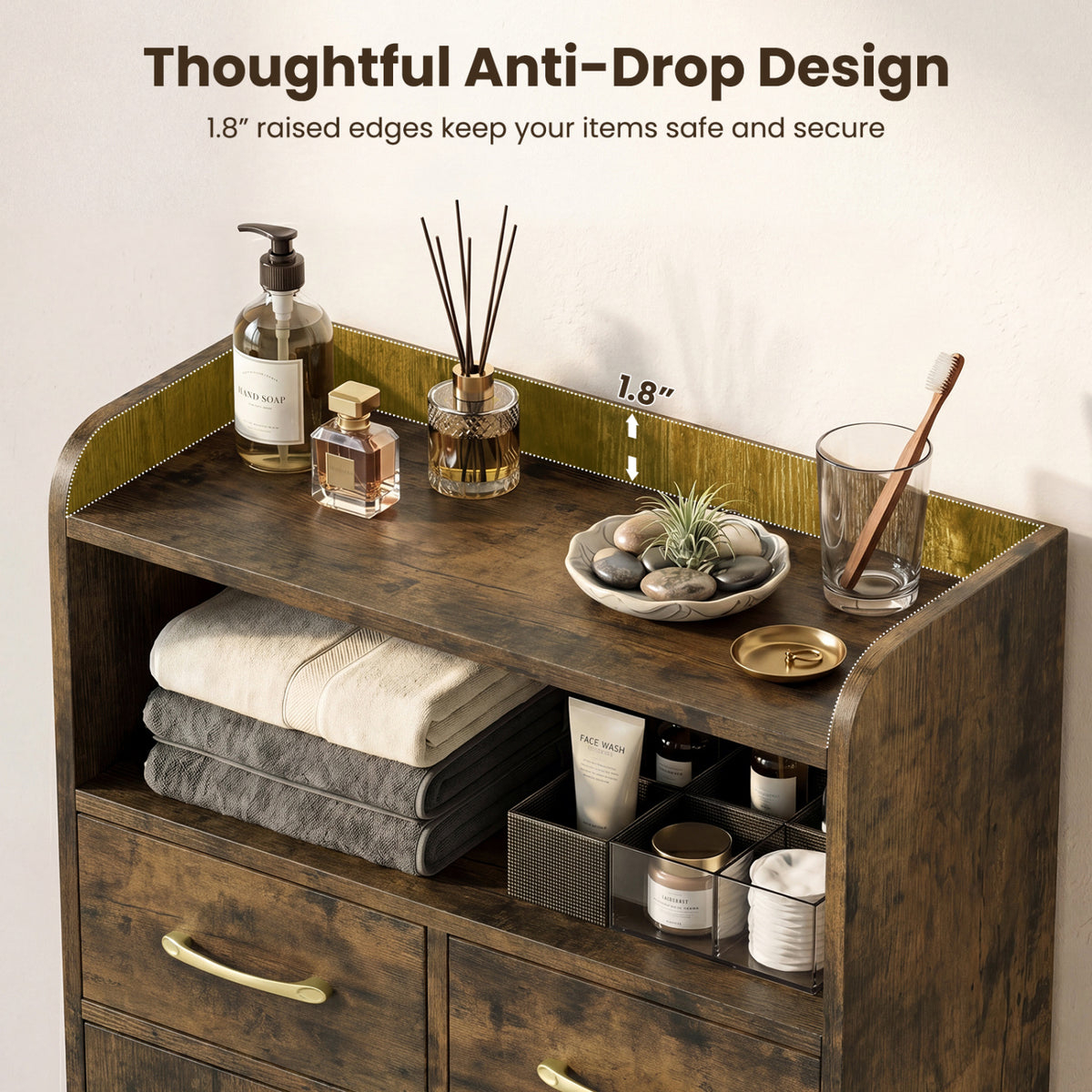 Bathroom Storage Cabinet Freestanding Floor Cabinet with 2 Drawers and 2 Doors