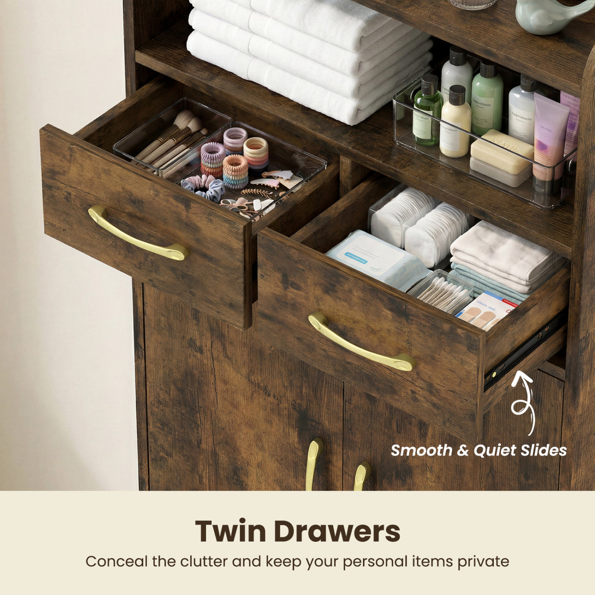 Bathroom Storage Cabinet Freestanding Floor Cabinet with 2 Drawers and 2 Doors