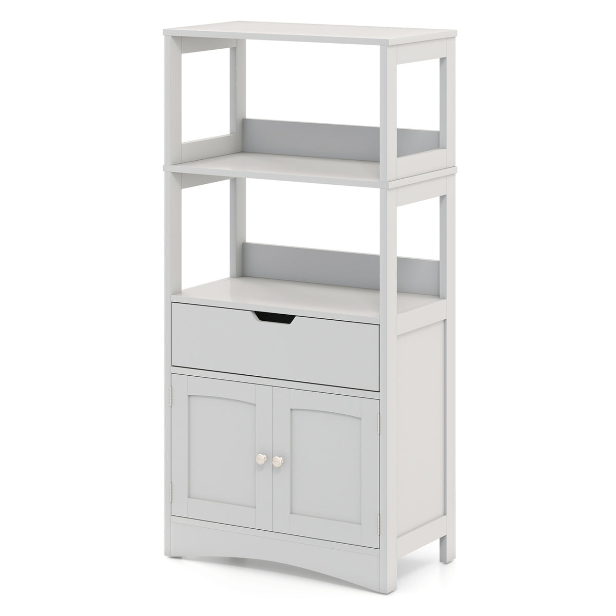 Bathroom Storage Cabinet with Open Shelves and Drawer