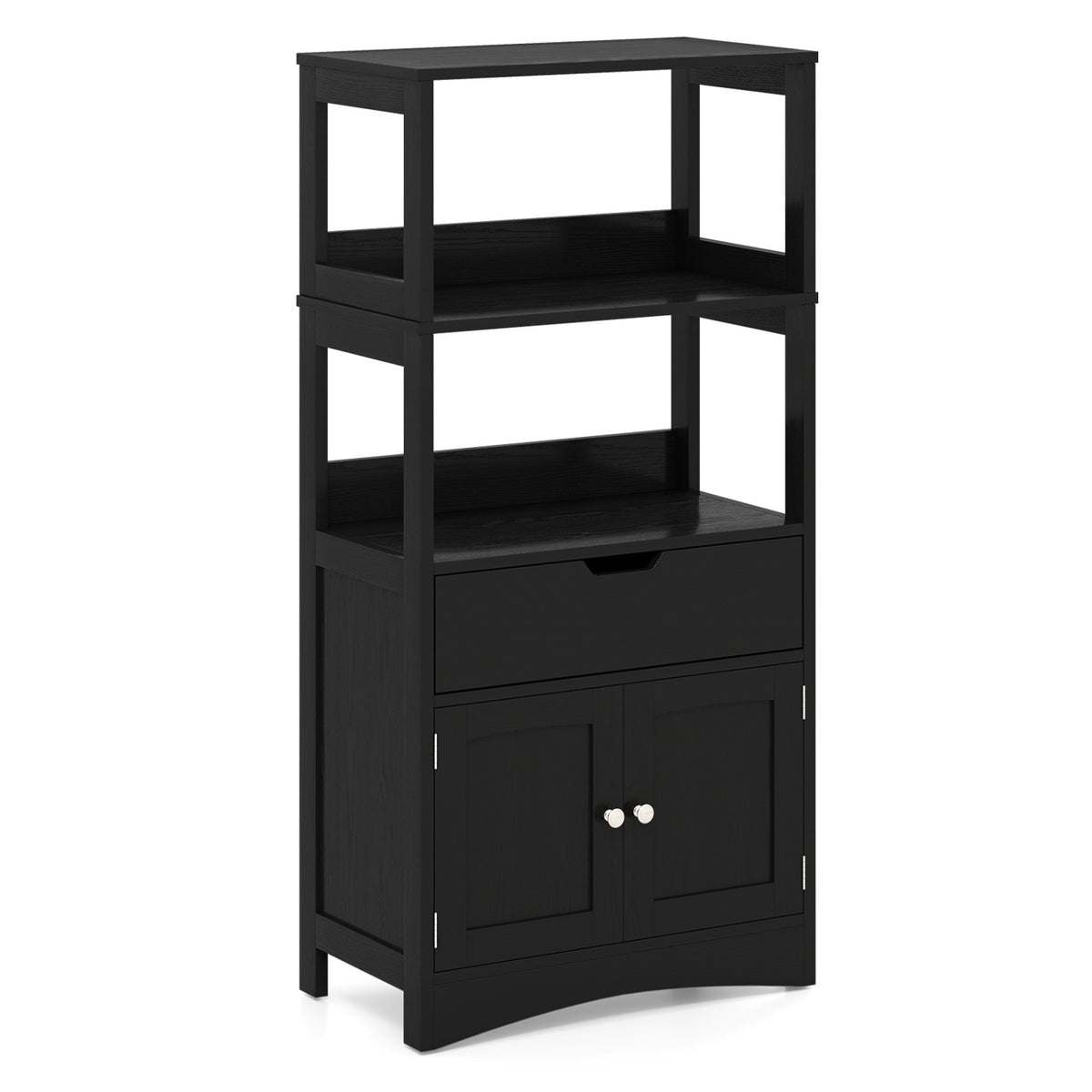 Bathroom Storage Cabinet with Open Shelves and Drawer