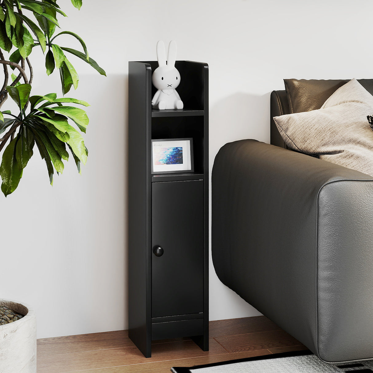 Bathroom Slim Cabinet Corner with Door and Adjustable Shelf