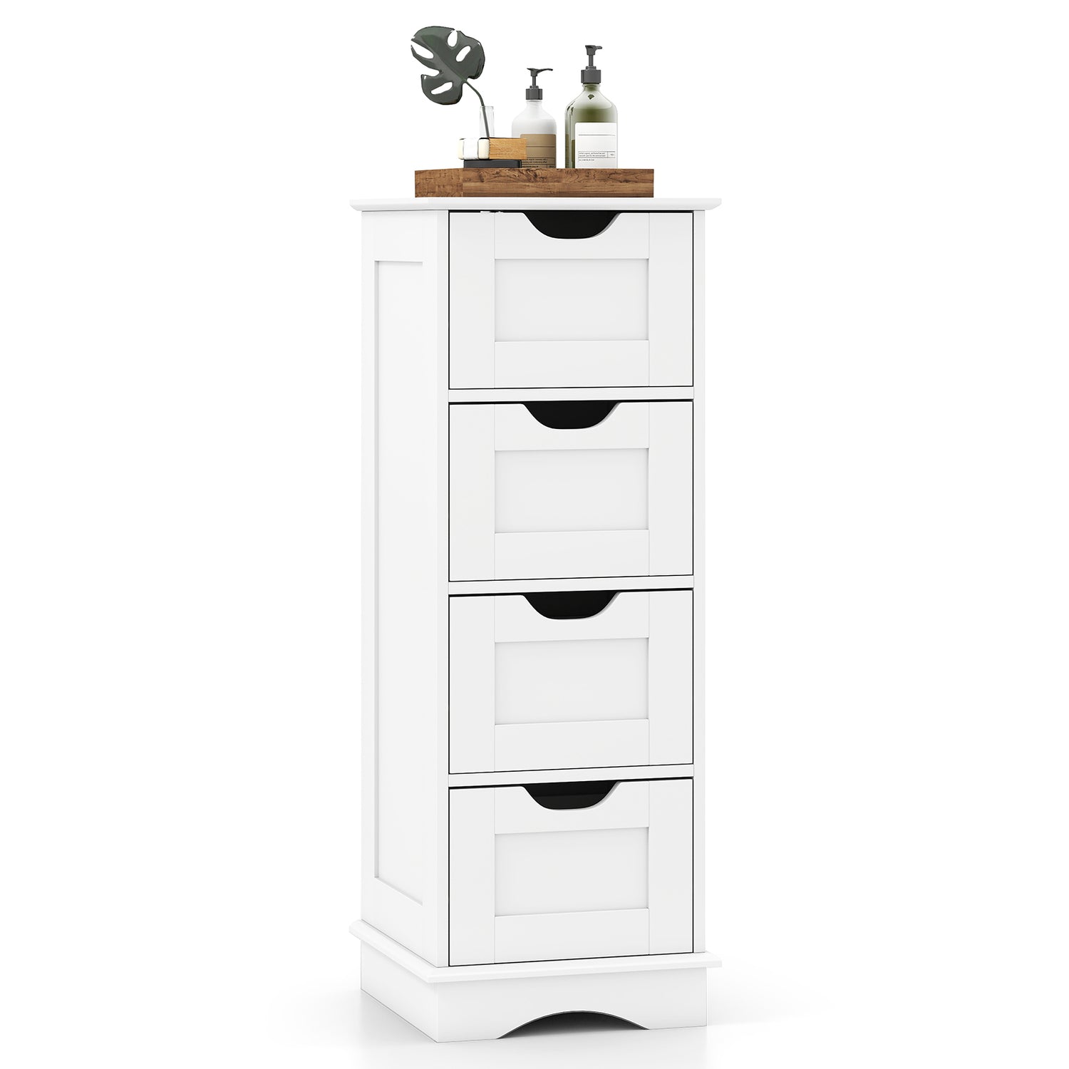 Bathroom Storage Cabinet with Cutout Handles and 4 Drawers