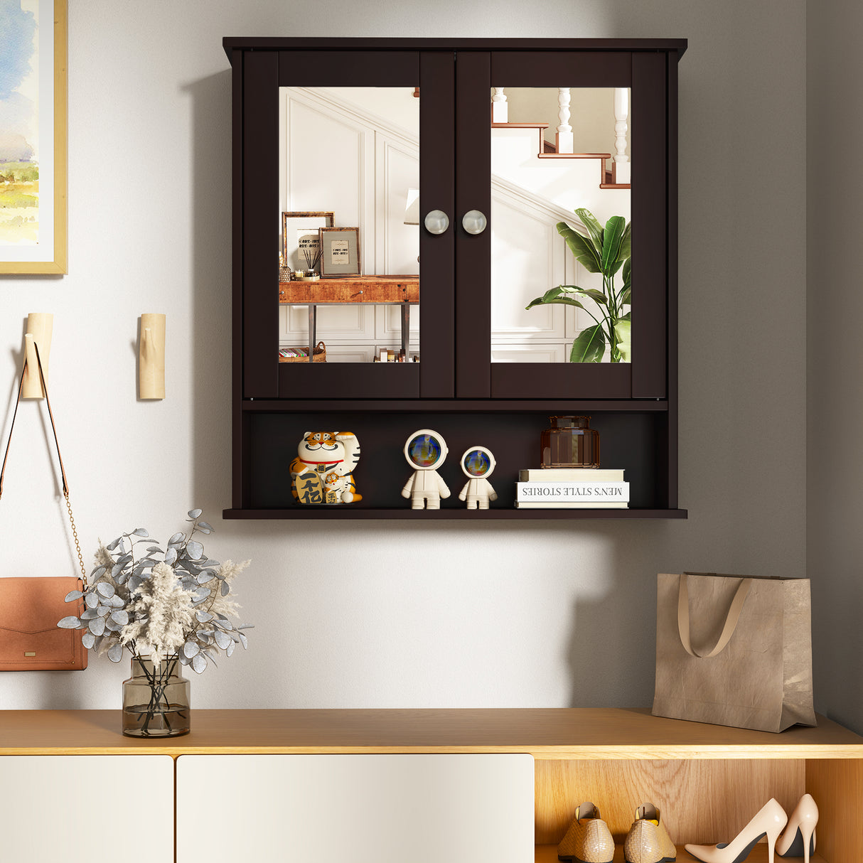 Bathroom Wall Mount Mirror Cabinet Organizer