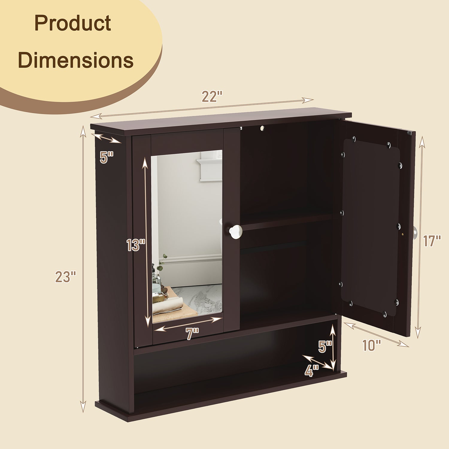 Bathroom Wall Mount Mirror Cabinet Organizer