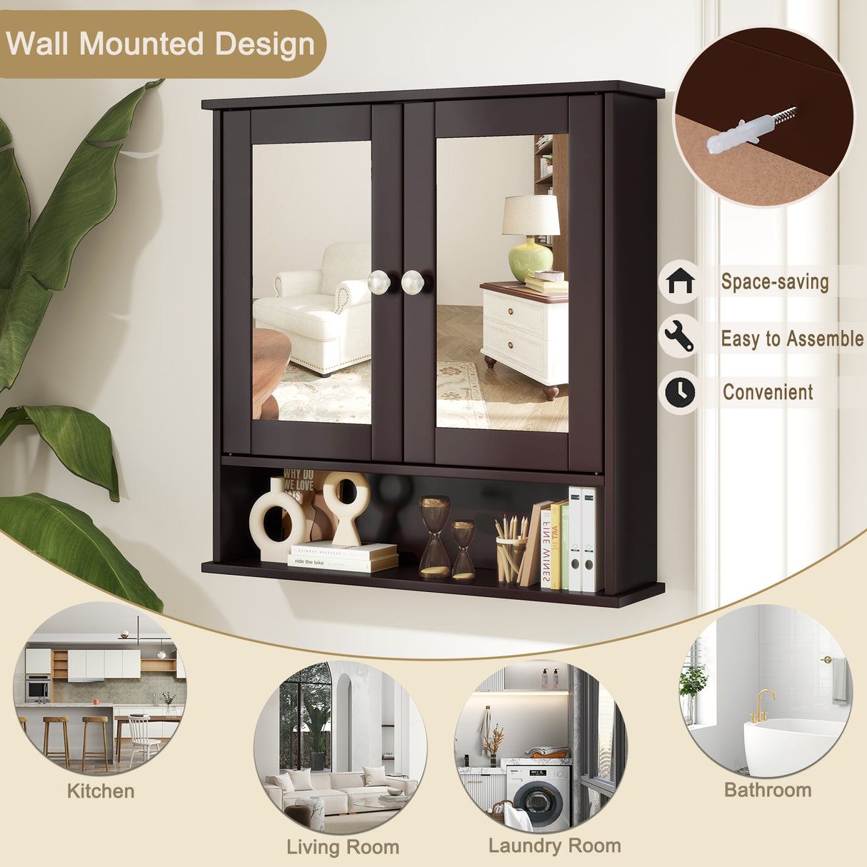 Bathroom Wall Mount Mirror Cabinet Organizer