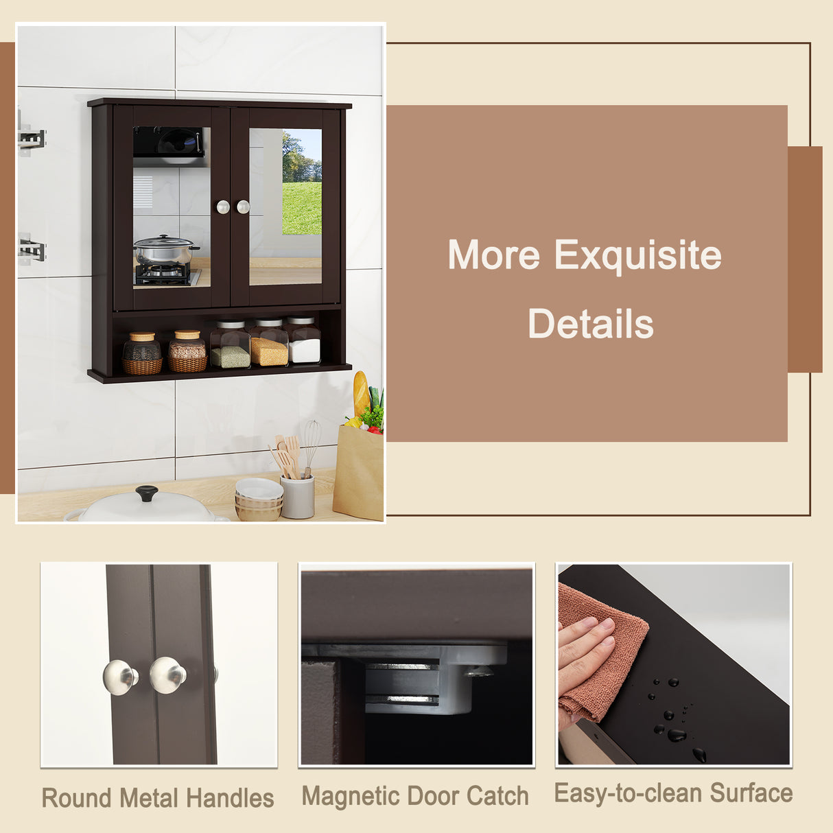 Bathroom Wall Mount Mirror Cabinet Organizer