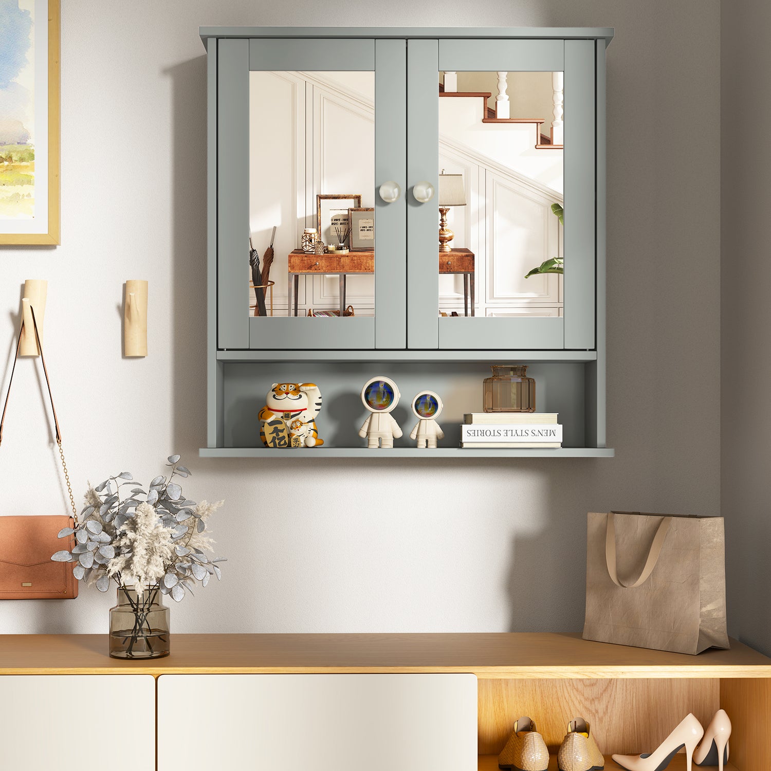 Bathroom Wall Mount Mirror Cabinet Organizer