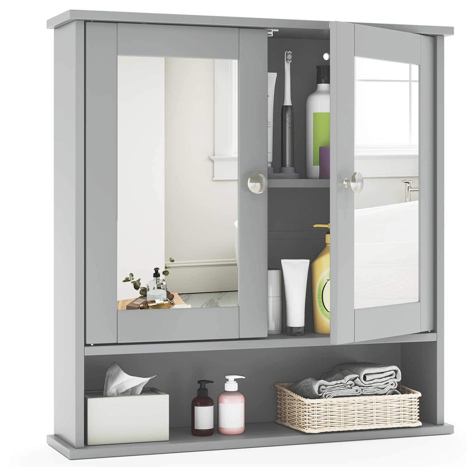 Bathroom Wall Mount Mirror Cabinet Organizer