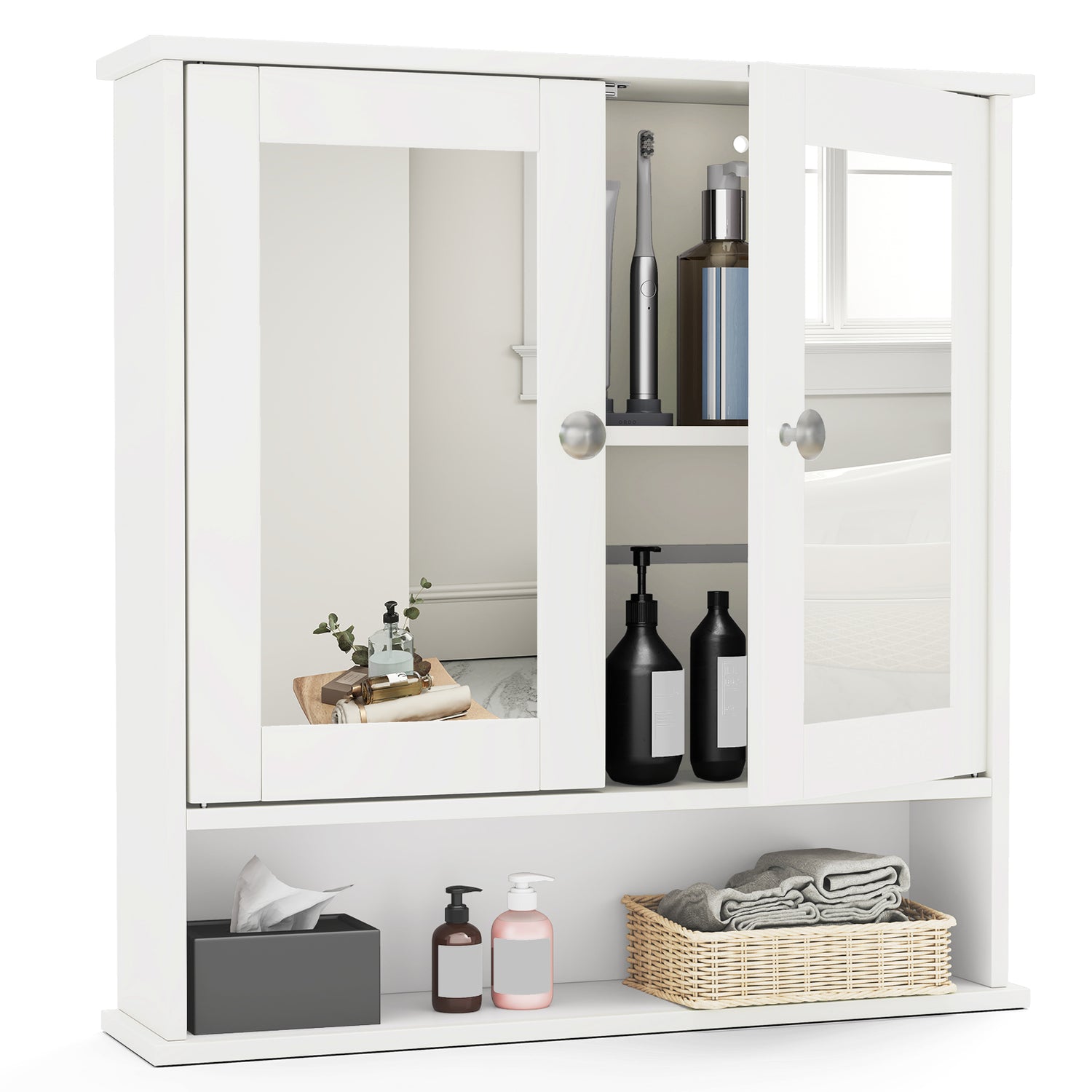 Bathroom Wall Mount Mirror Cabinet Organizer