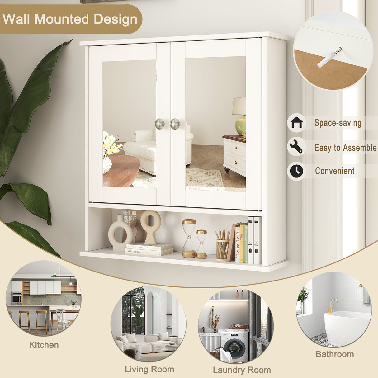 Bathroom Wall Mount Mirror Cabinet Organizer