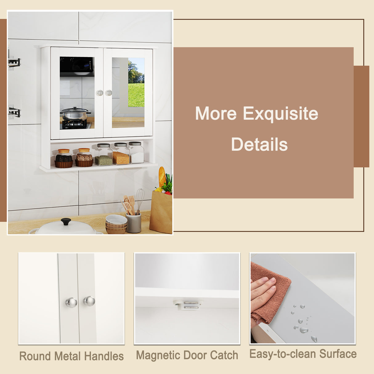 Bathroom Wall Mount Mirror Cabinet Organizer