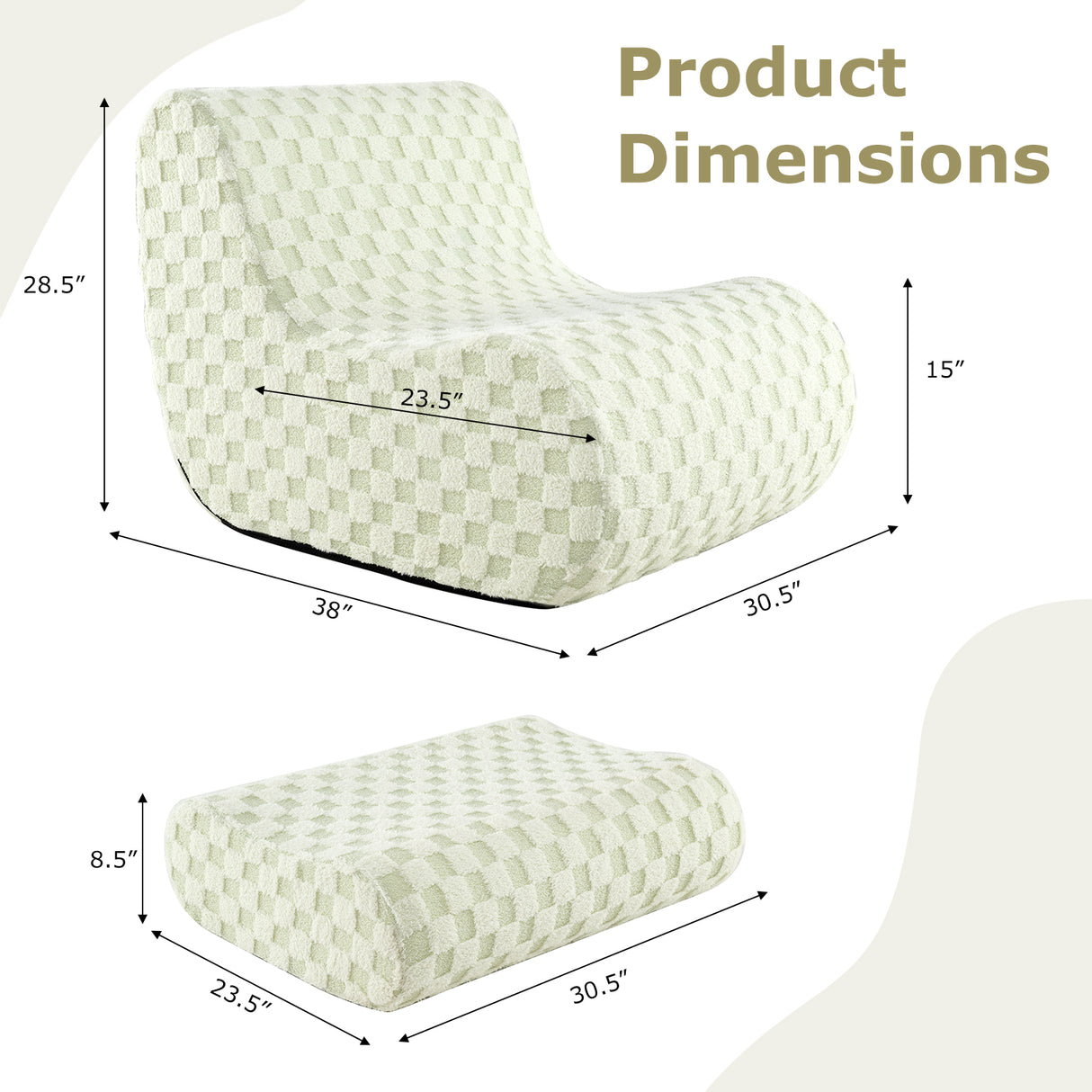 Bean Bag Chair with Ottoman and High Elasticity Sponge
