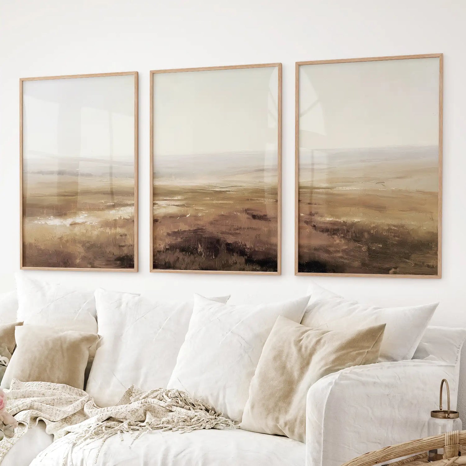Minimalist Neutral Landscape Wall Art. Set of 3 Prints