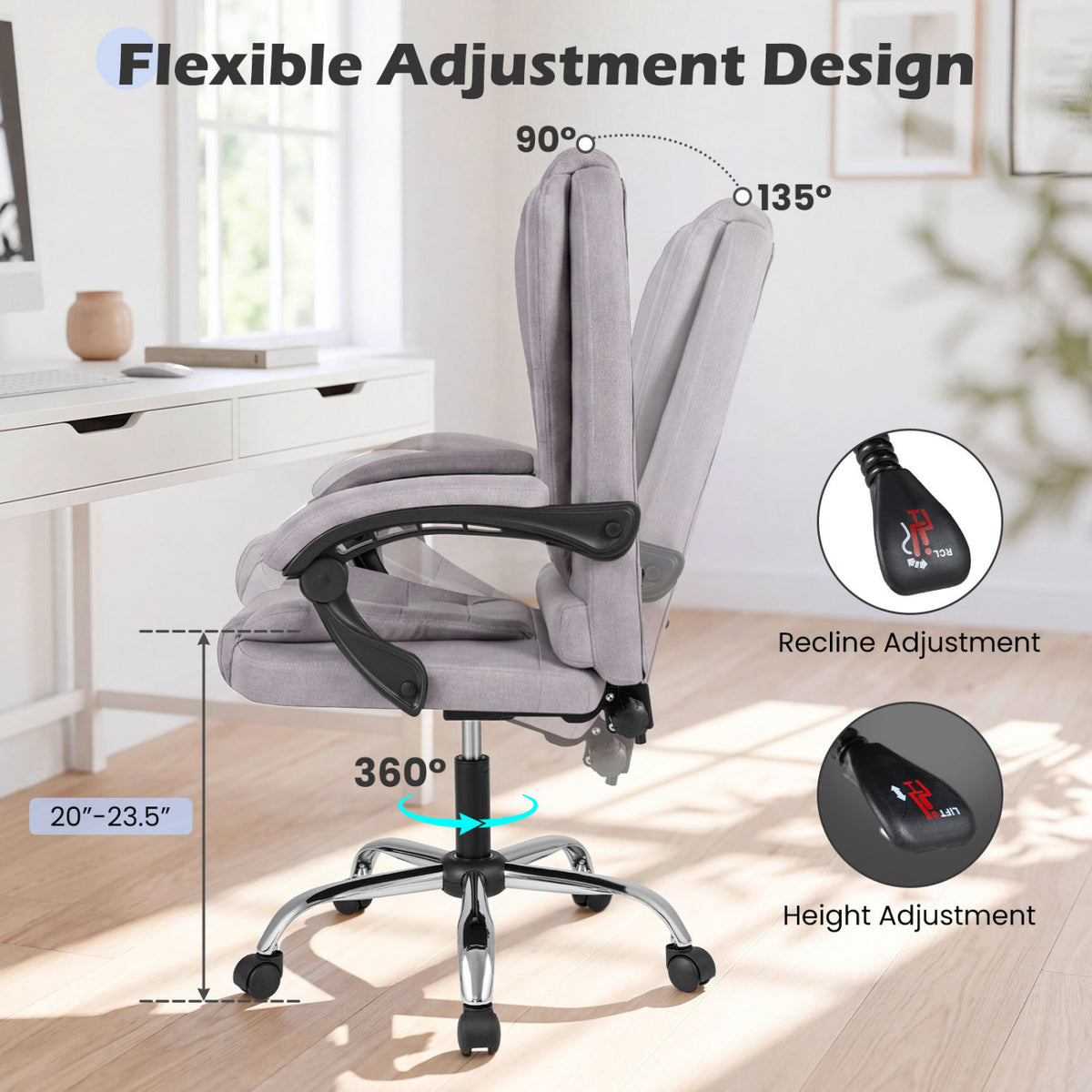 Big High Back Executive Chair with Linkage Armrests and Leather Padded Seat for Office