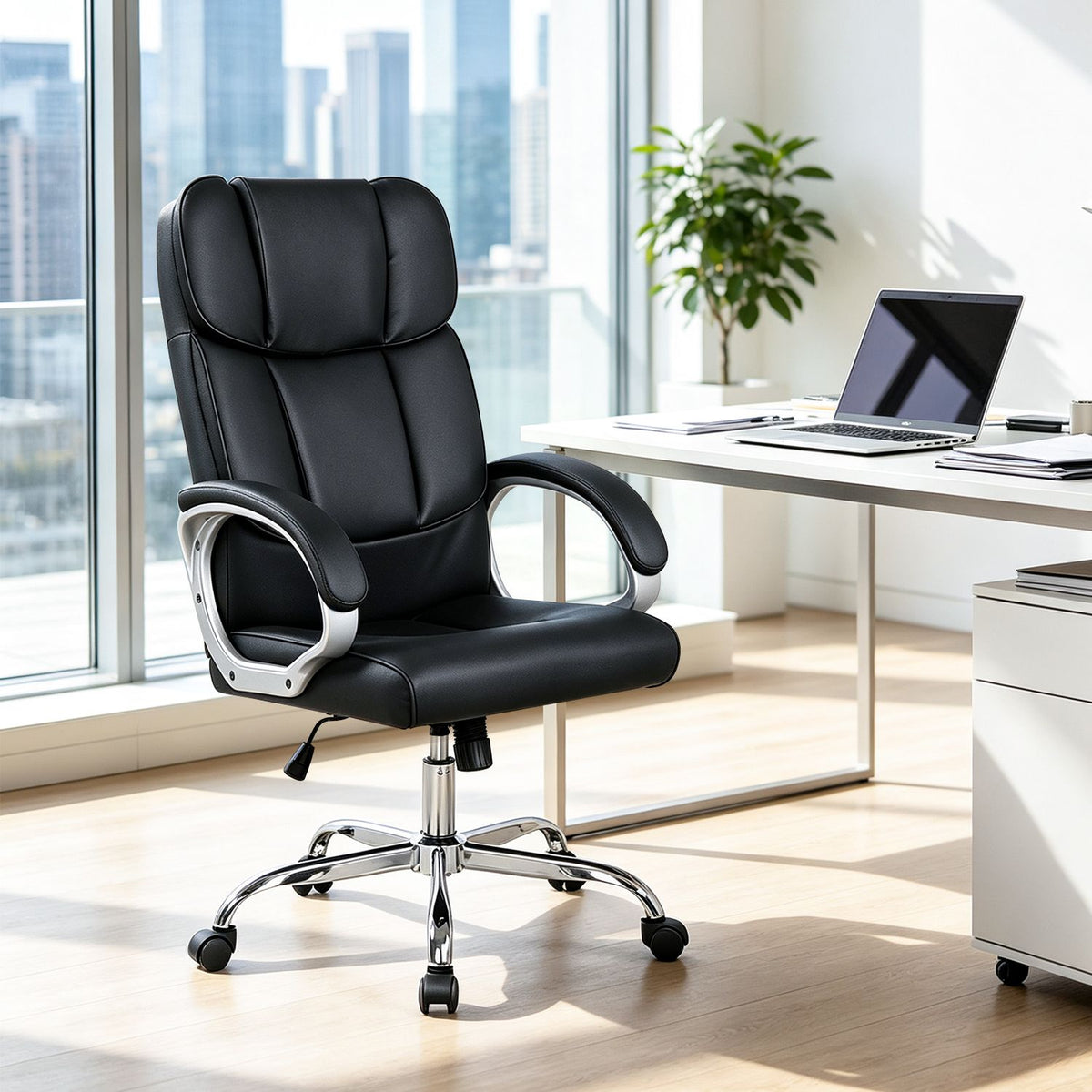 Big and Tall Adjustable High Back Leather Executive Computer Desk Chair