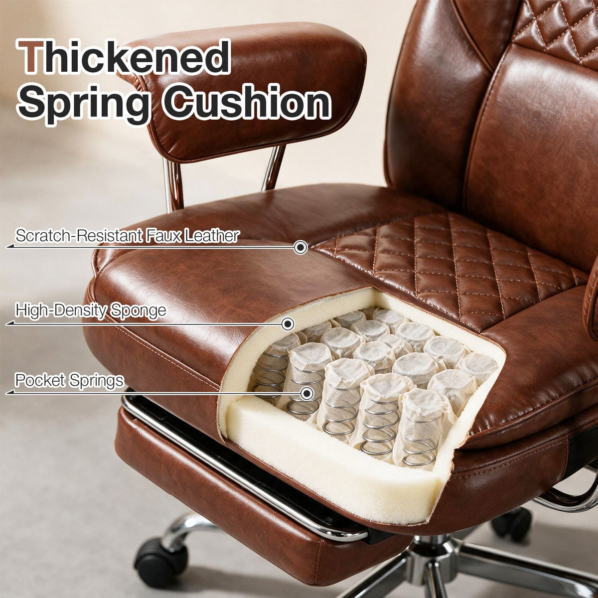 Big and Tall Executive Office Chair with Lumbar Support and Adjustable Seat