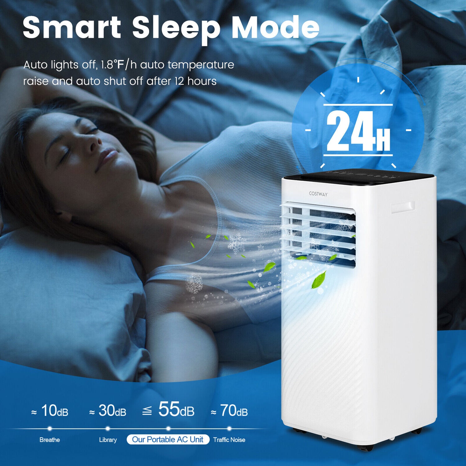 10000 BTU 4-in-1 Portable Air Conditioner with Dehumidifier and Sleep Mode
