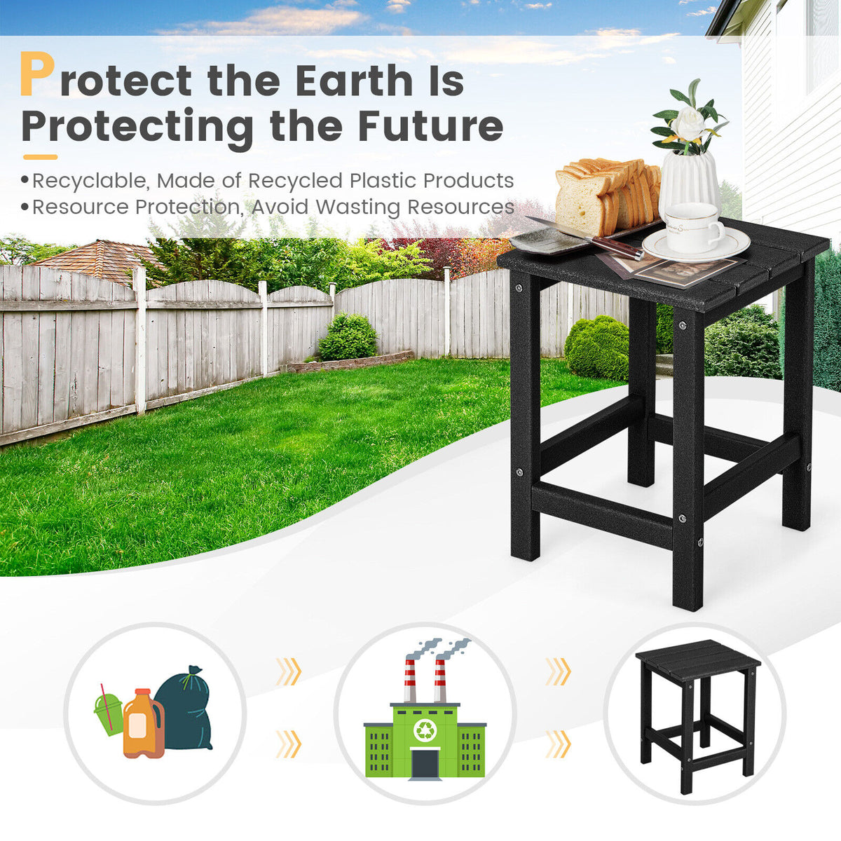 Square Weather-Resistant Adirondack Side Table