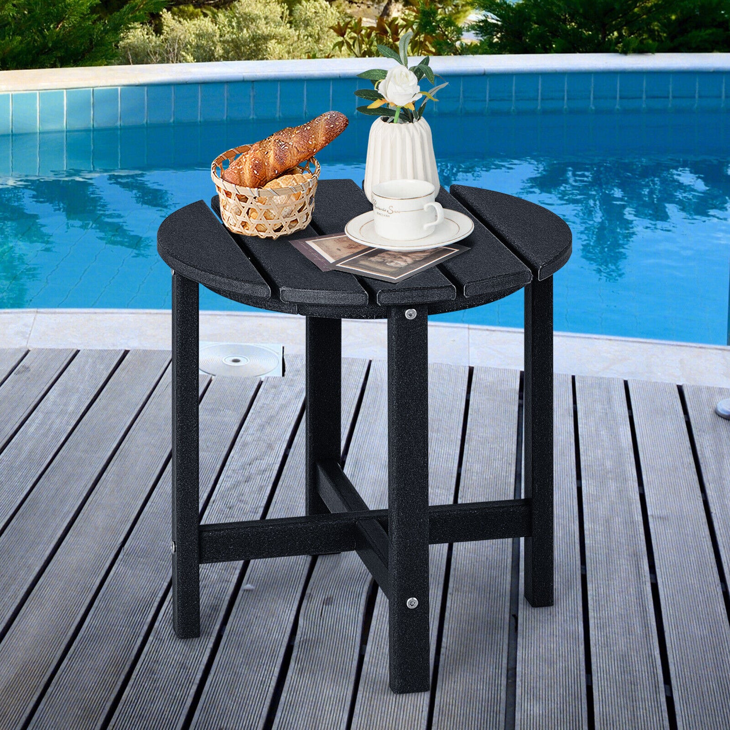 18 Inch Round Weather-Resistant Adirondack Side Table