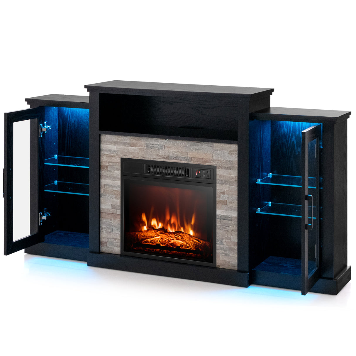 Fireplace TV Stand with 16-Color Led Lights for TVs up to 65 Inch