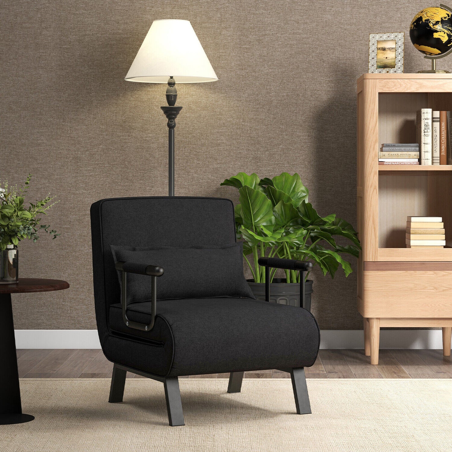 Folding 6 Position Convertible Sleeper Bed Armchair Lounge Couch with Pillow