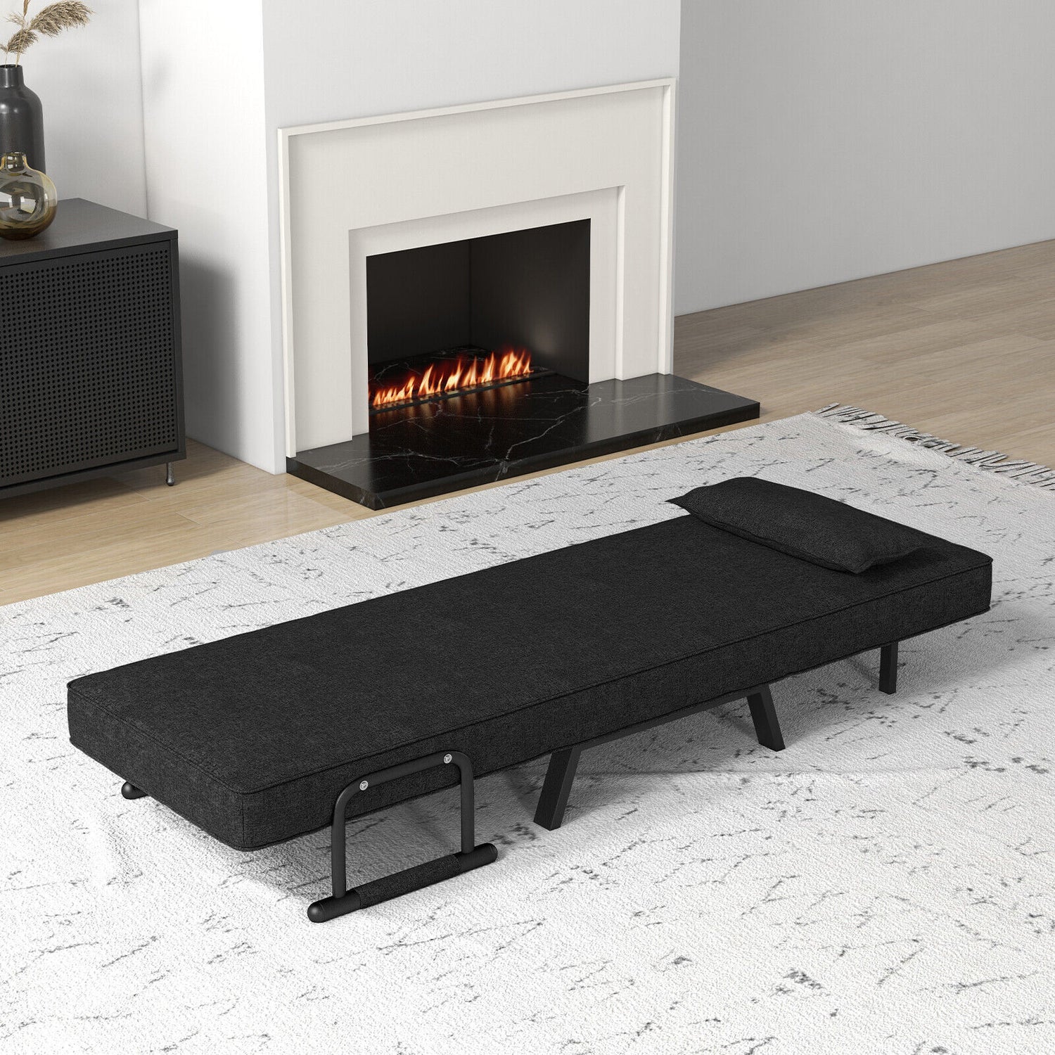 Folding 6 Position Convertible Sleeper Bed Armchair Lounge Couch with Pillow
