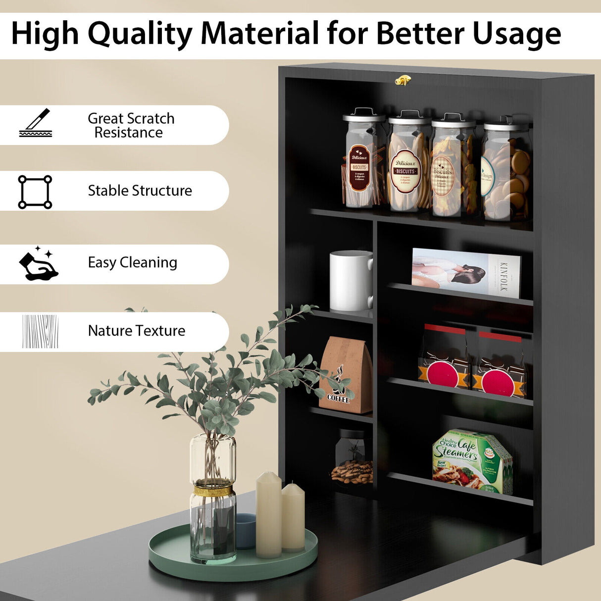 Wall Mounted Fold-Out Convertible Floating Desk Space Saver