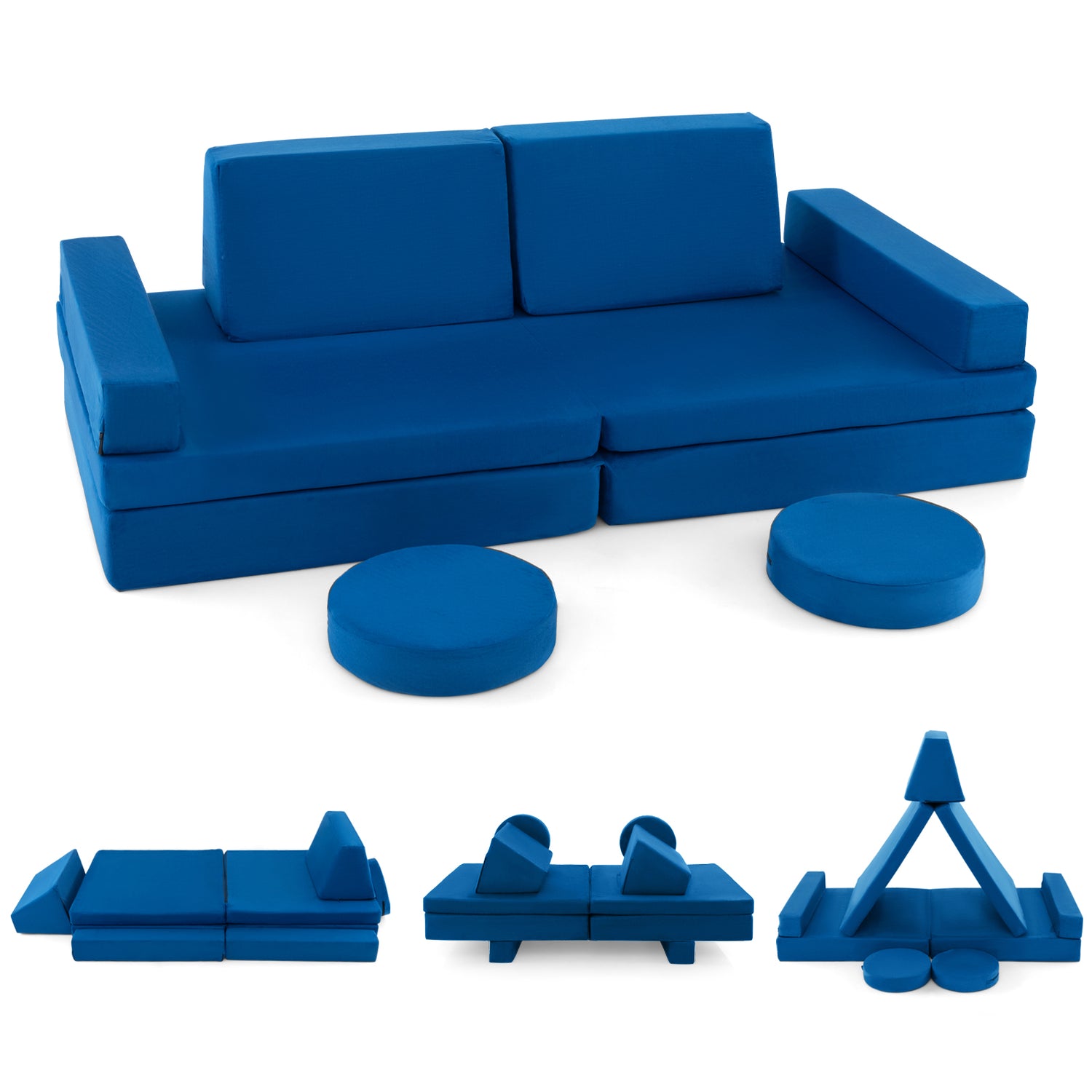 10-Piece Kids Play Couch Sofa with Portable Handle