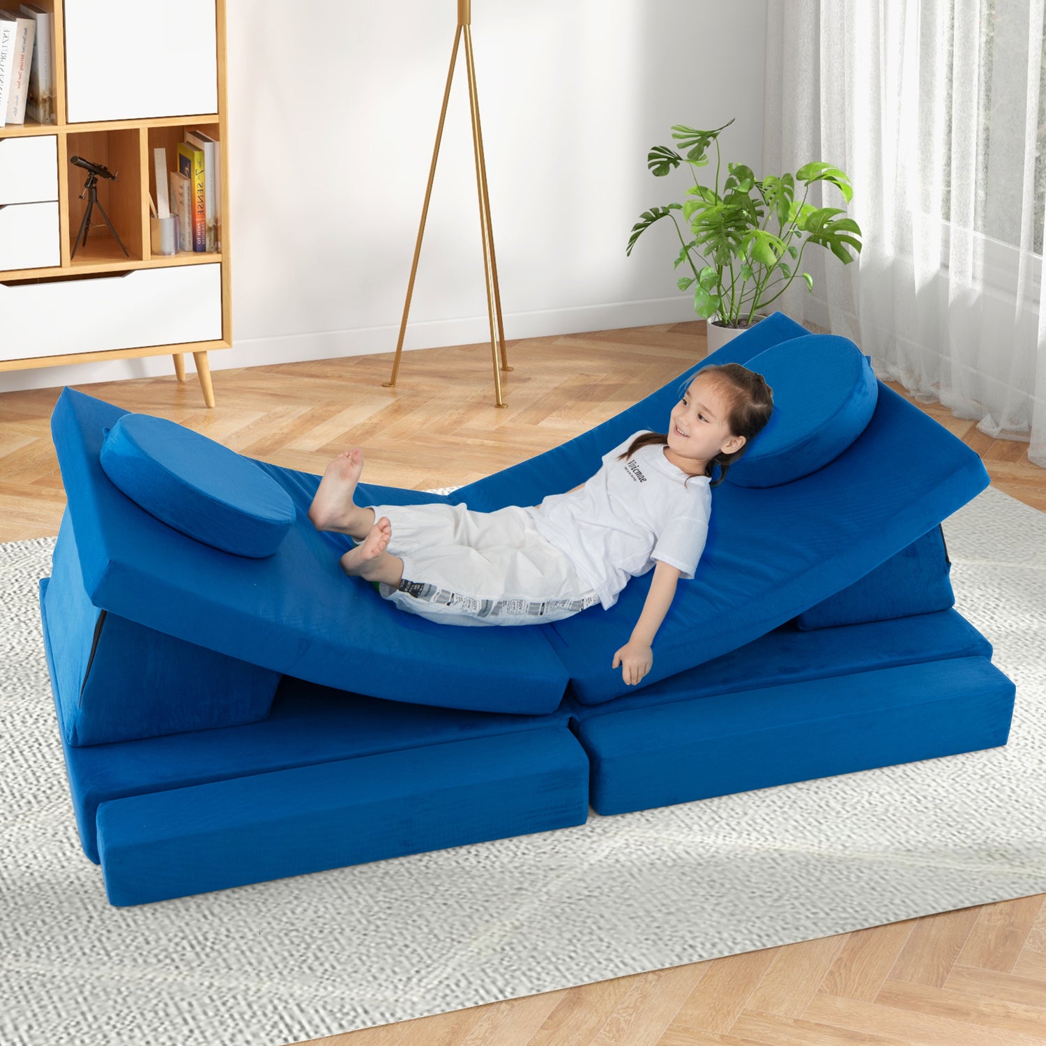 10-Piece Kids Play Couch Sofa with Portable Handle