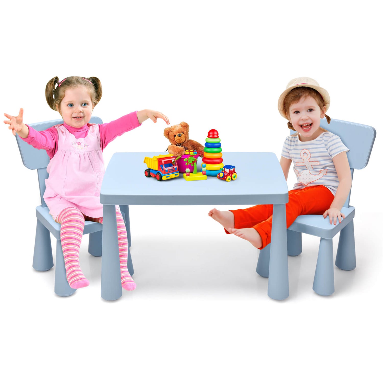 3 Pieces Toddler Multi Activity Play Dining Study Kids Table and Chair Set