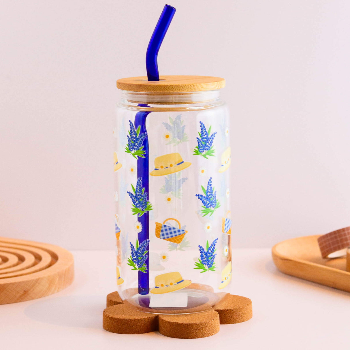 Sundays in the Bluebonnets 16 oz Glass Cup Set