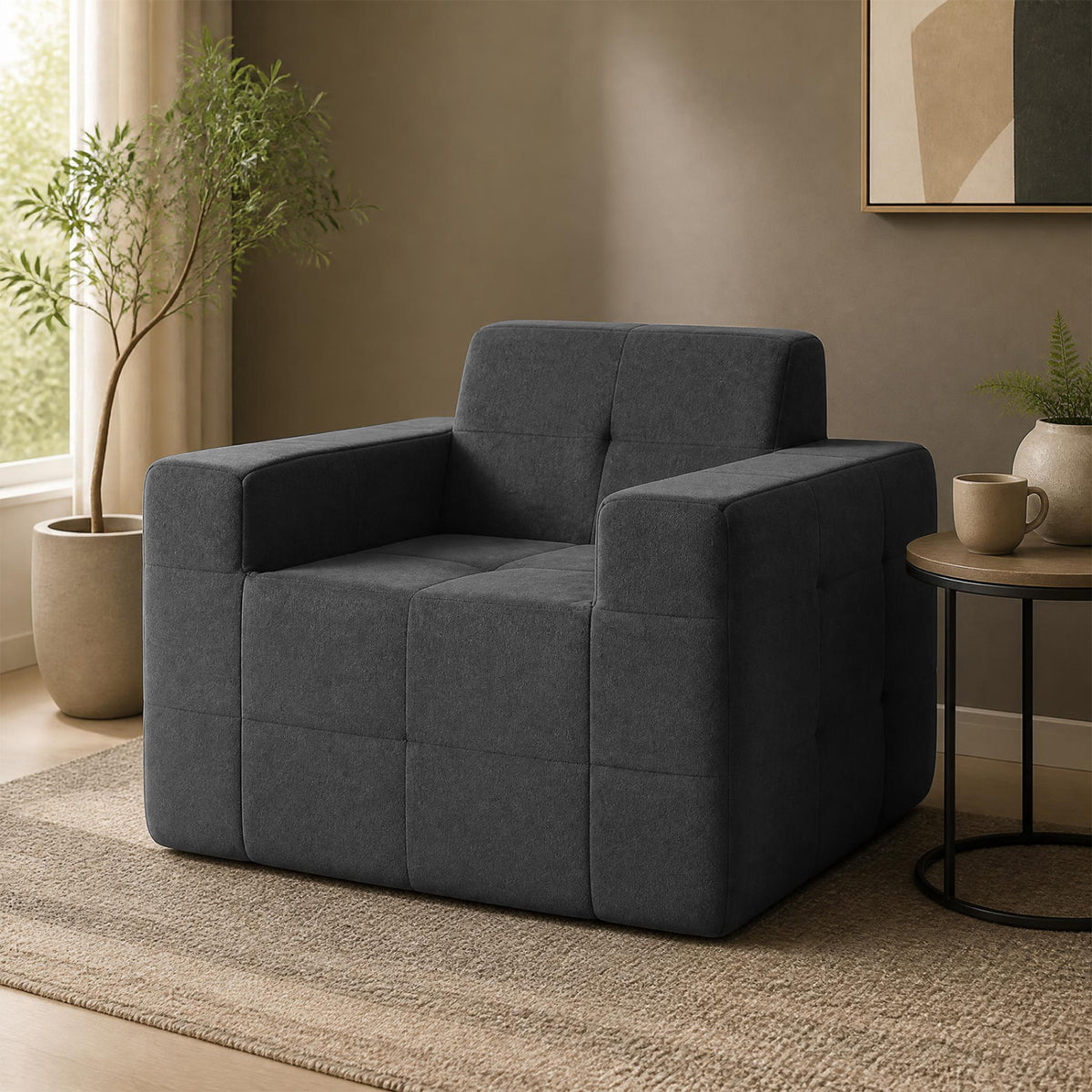 Boneless Single Sofa Chair Cloud Sofa with Terry Cloth Upholstery