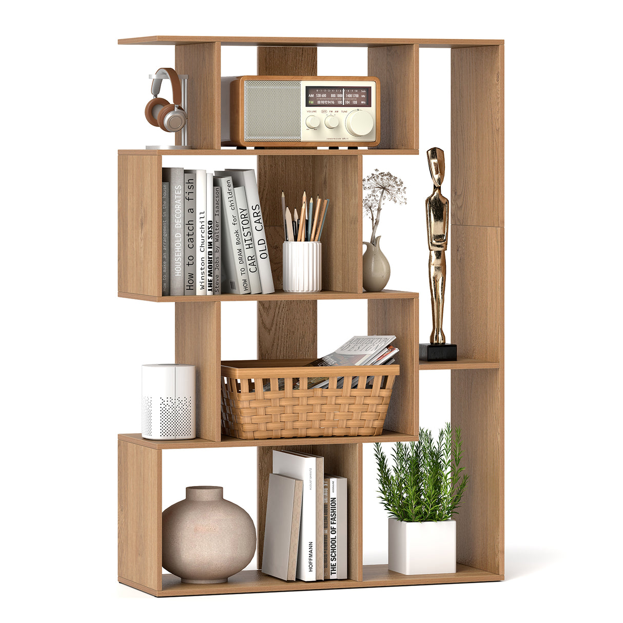 47 Inch 6-Cube Open-back Geometric Bookshelf for Bedroom Living Room
